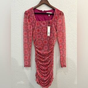 BCBGeneration Red Floral Long Sleeve Dress